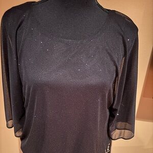 MSK Black Sheer Sparkle Blouse MP